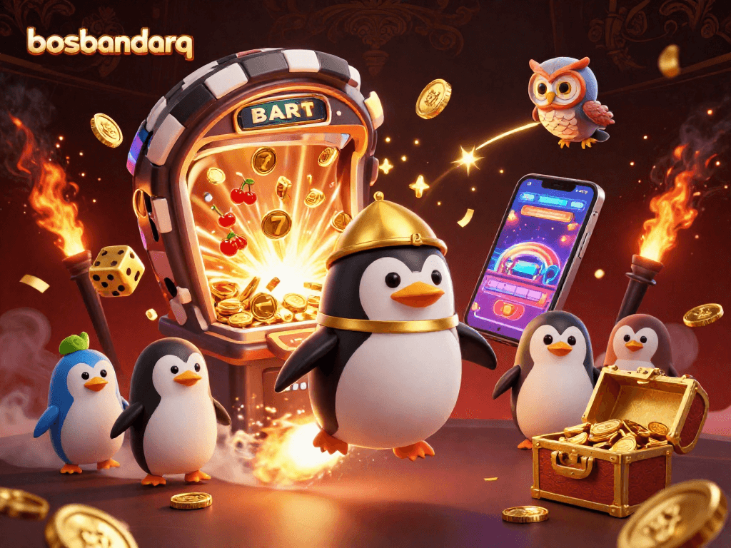 Experience the thrilling gameplay at bosbandarq with a vibrant 3D cartoon casino scene.