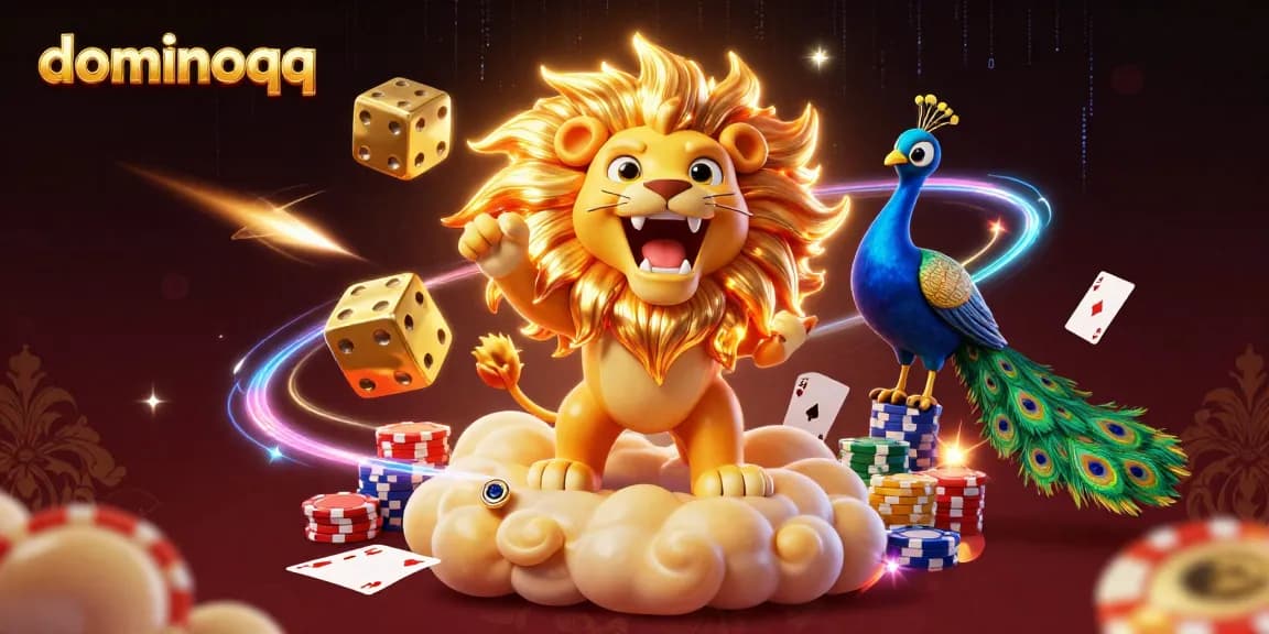 Experience thrilling dominoqq gameplay with vibrant poker elements in this captivating casino illustration.