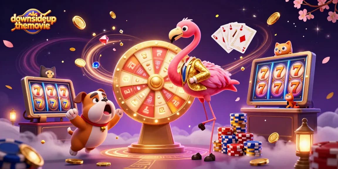 Menangkan jackpot dalam permainan slot di downsideupthemovie dengan simbol buah, koin emas, dan efek cahaya yang menakjubkan.