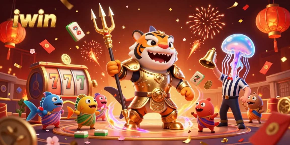 Experience the thrill of iwin games with a vibrant underwater casino arena illustration showcasing festive elements.
