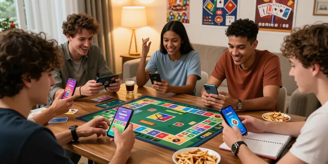 Players enjoying earning games on the Card Rummy app in a cozy living room setting, capturing excitement and strategy.