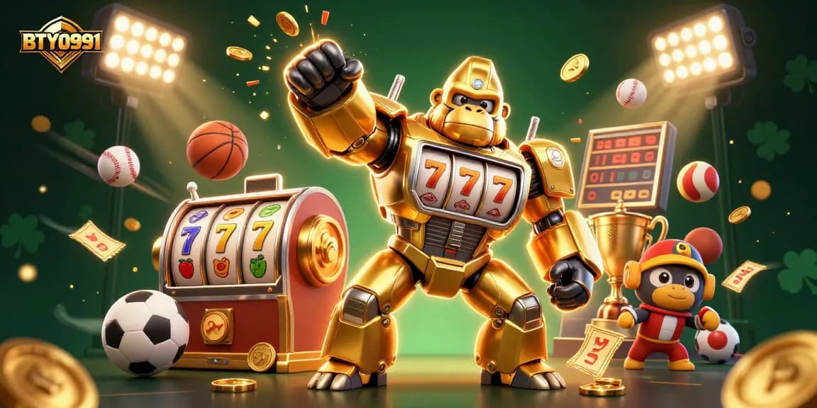 BTY0991 slot mech illustration with vibrant sports elements and dynamic motion effects