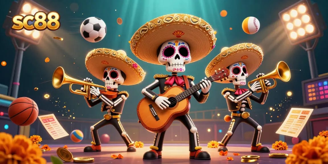 Engage with sc88 sports betting through vibrant 3D mariachi band, capturing the excitement of wins.