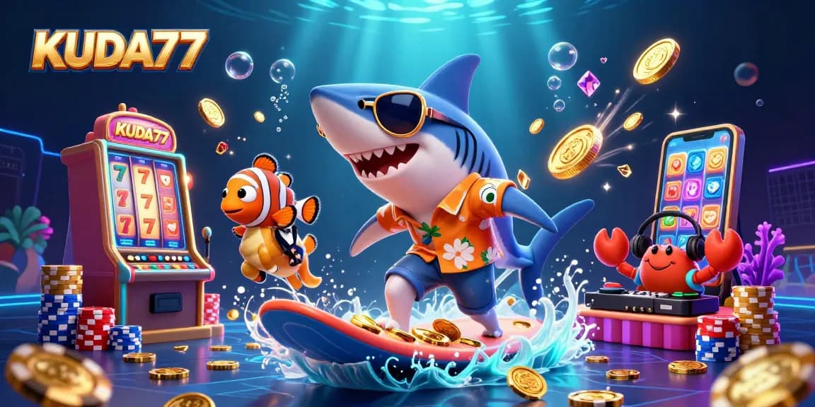 KUDA77 menghadirkan slot mesin beruntung dan karakter 3D meriah di lautan koin emas.