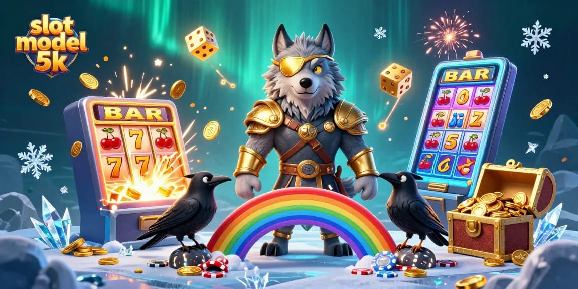 Experience thrilling wins with slot modal 5k, as fantasy characters celebrate jackpot moments in a vibrant casino.