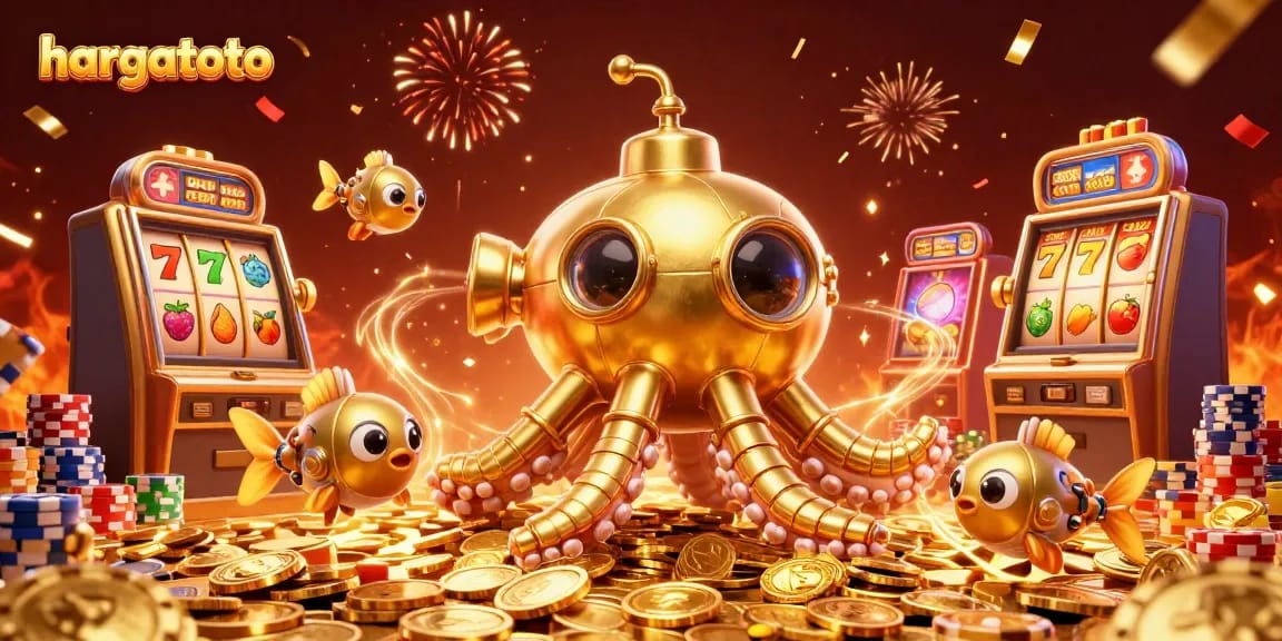 Experience thrilling gameplay with hargatoto as golden kraken surfaces among gambling treasures