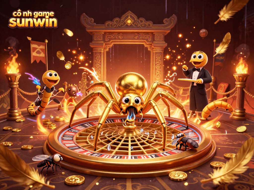 Engage in thrilling gameplay at cổng game sunwin, featuring a golden spider and vibrant casino details.