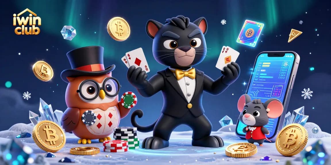 Play with strategy at iwin club, featuring a captivating casino scene with interactive characters.