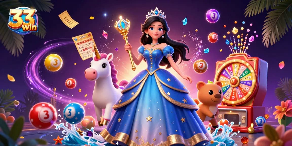 Engage with 33win's captivating online casino experience through magical elements and vibrant lottery action.