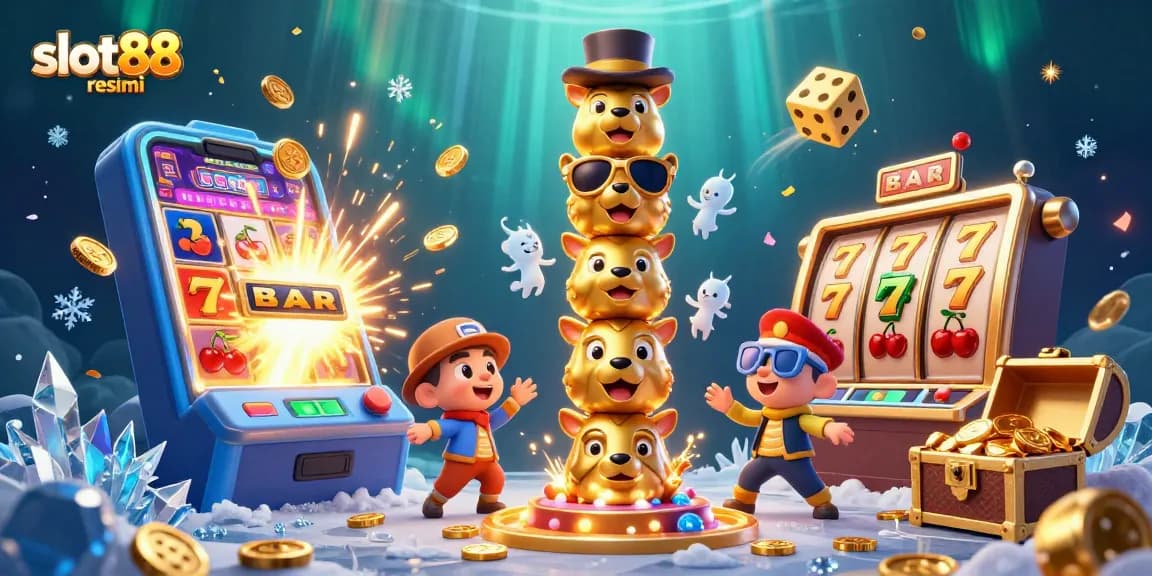 Menangkan jackpot dengan slot88 resmi dalam ilustrasi kasino 3D menarik ini.