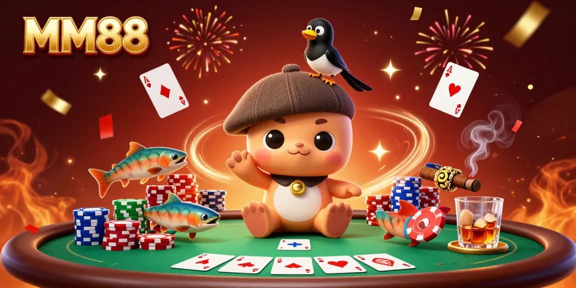 Engage with MM88's thrilling poker experience featuring Nessie and vibrant game elements.