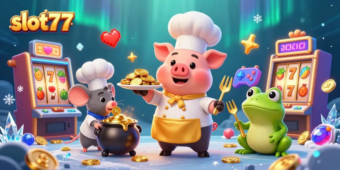 Engage with slot77 and experience vibrant slot games filled with gold coins and cartoon characters.