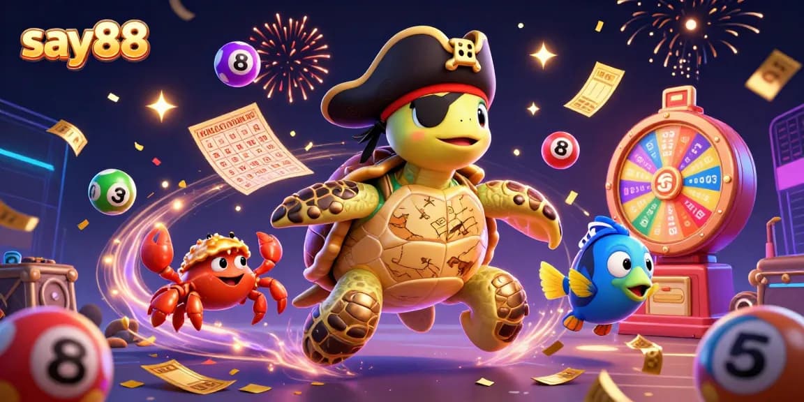 Engage with say88's thrilling lottery experience featuring lively characters and vibrant game elements.