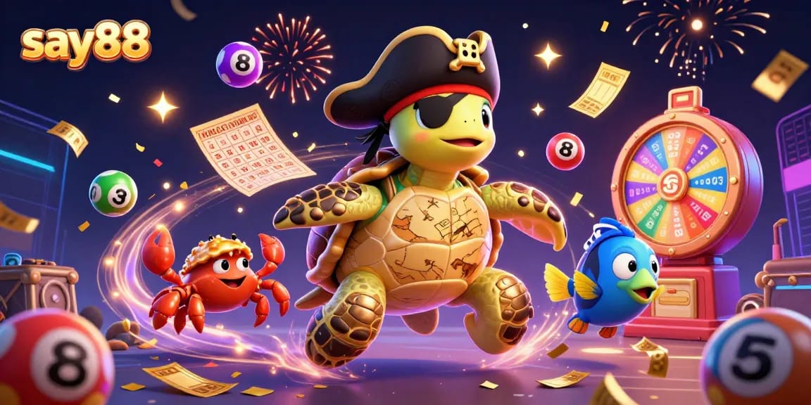 Engage with say88's thrilling lottery experience featuring lively characters and vibrant game elements.