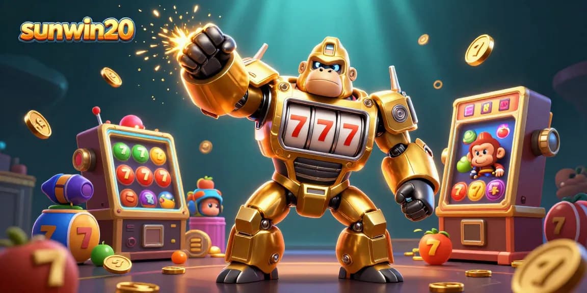 Play thrilling slots with sunwin20's dynamic golden gorilla mech and vibrant gaming elements.
