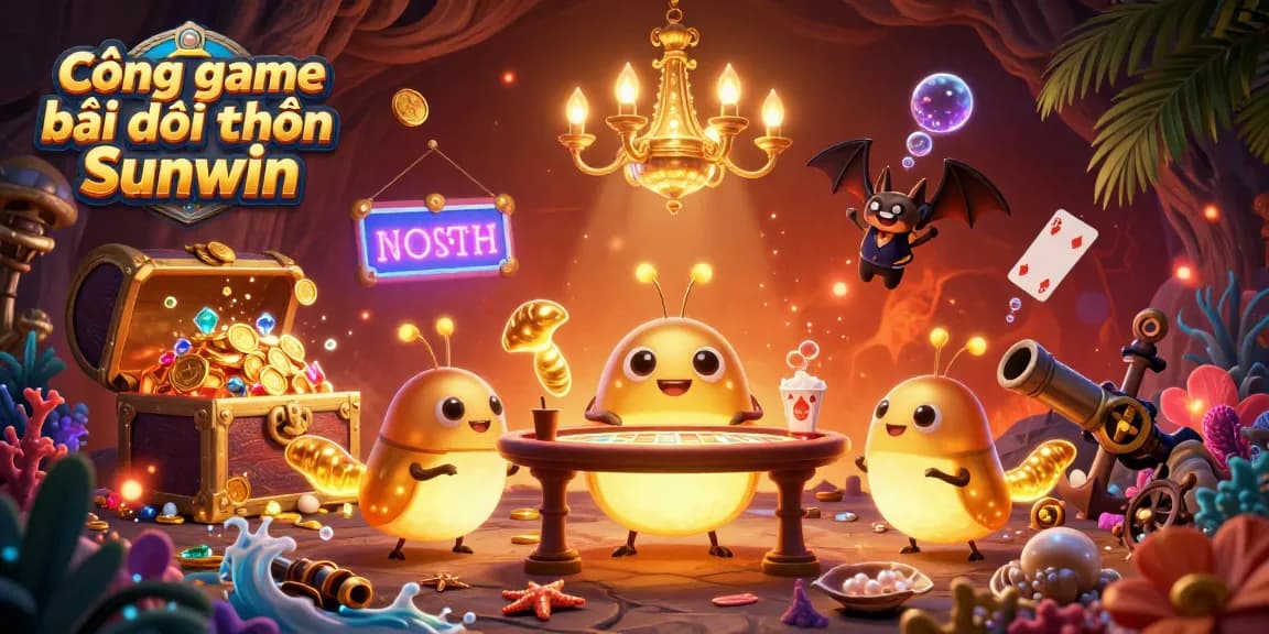Join the excitement at Cổng game bài đổi thưởng Sunwin, illuminated by captivating glowworms in a dynamic casino scene.