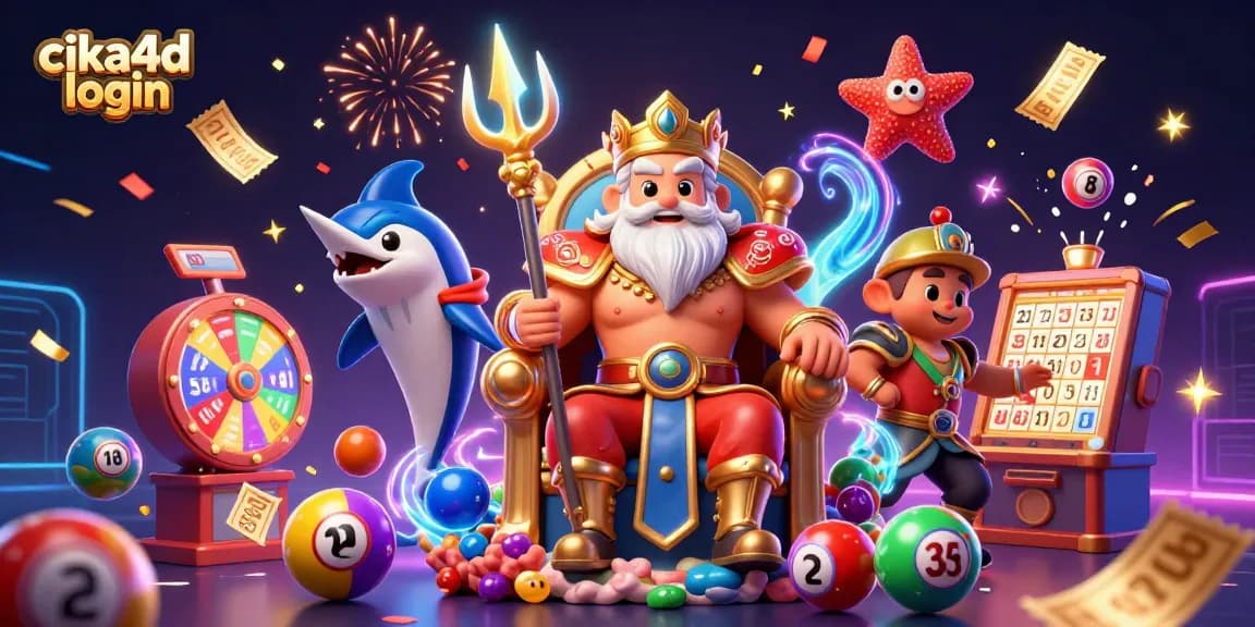 Engage with the cika4d login experience, featuring vibrant lottery elements and prize details in an exciting illustration.