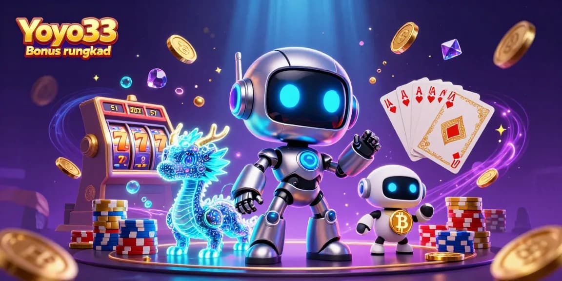 Experience the excitement of Yoyo33 Bonus rungkad with vibrant slot reels and dynamic casino elements.