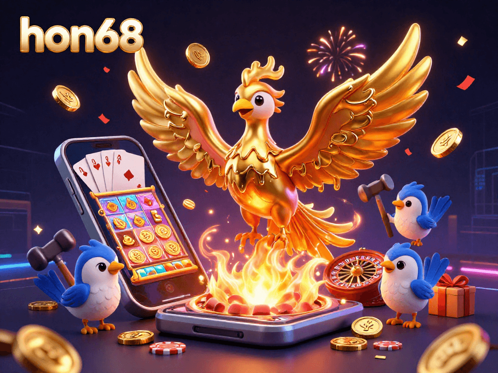 Experience the golden wealth of hon68 with dynamic casino elements and vibrant energy.