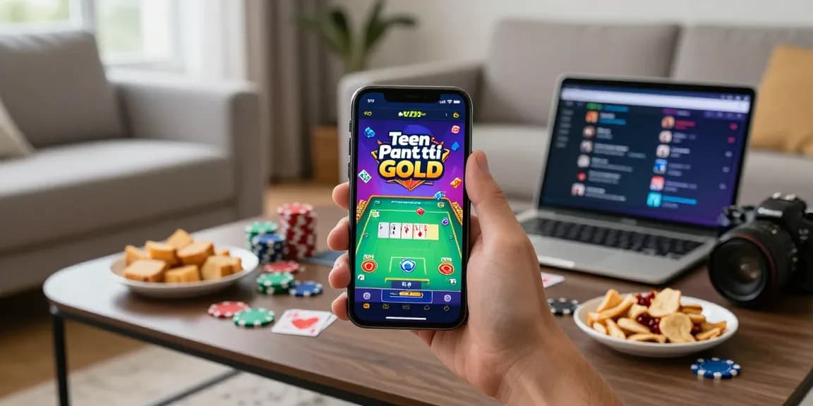 Teen Patti Gold app on smartphone, showcasing competitive online gaming experience with vibrant visuals.