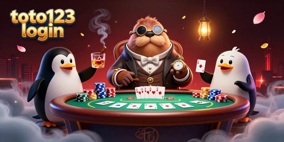 Experience excitement at the underwater poker table with toto123 login in this vibrant illustration.