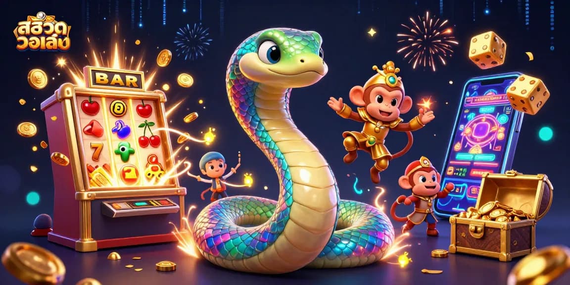 Experience the thrill of สล็อตวอเลท with a vibrant 3D casino illustration showcasing jackpot excitement.