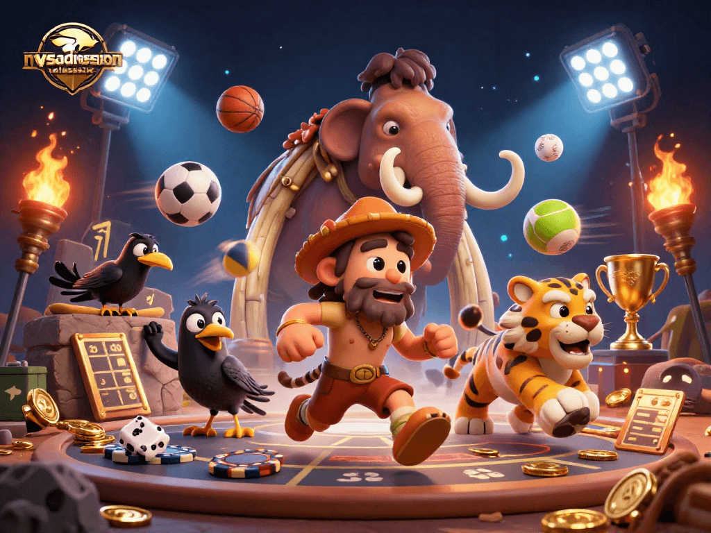 Aviator game promotion showcasing nvsadmissionclasssix with dynamic 3D characters and vibrant casino elements