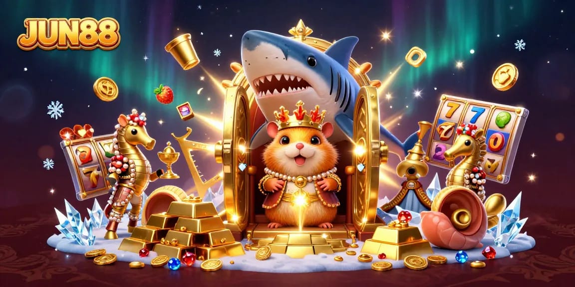 Engage with JUN88’s thrilling casino experience highlighted by dynamic slot game elements and extravagant treasures.