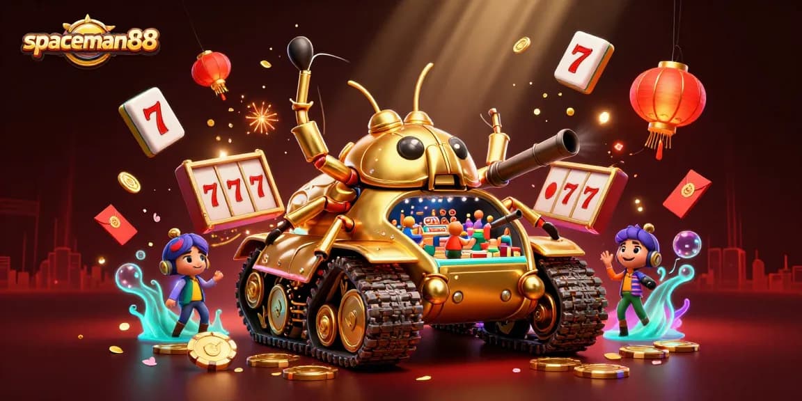 Experience the excitement of spaceman88 with vibrant 3D illustration showcasing thrilling casino elements.