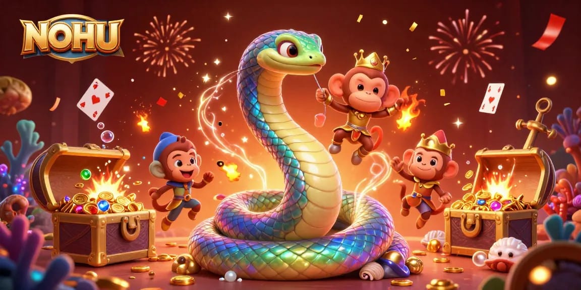 Engage in vibrant casino fun with NOHU featuring lively characters and dynamic elements.