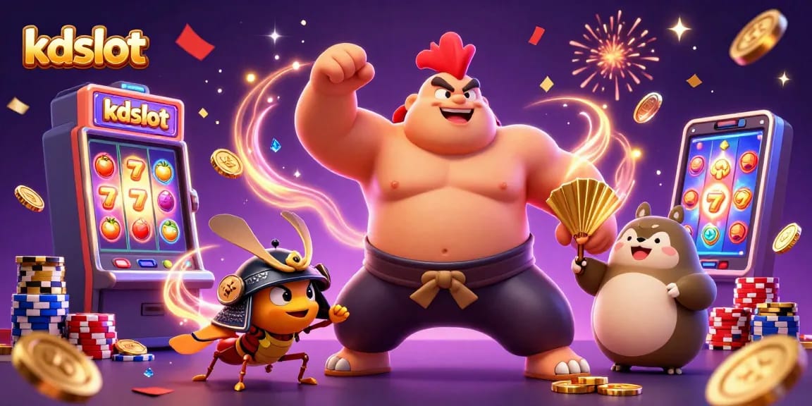 Engage in thrilling gameplay with kdslot, featuring a powerful sumo wrestler rooster and samurai cricket.