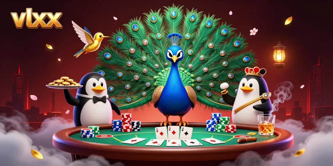 Engage in thrilling poker action at vlxx with a vibrant, dynamic casino scene featuring elite characters.