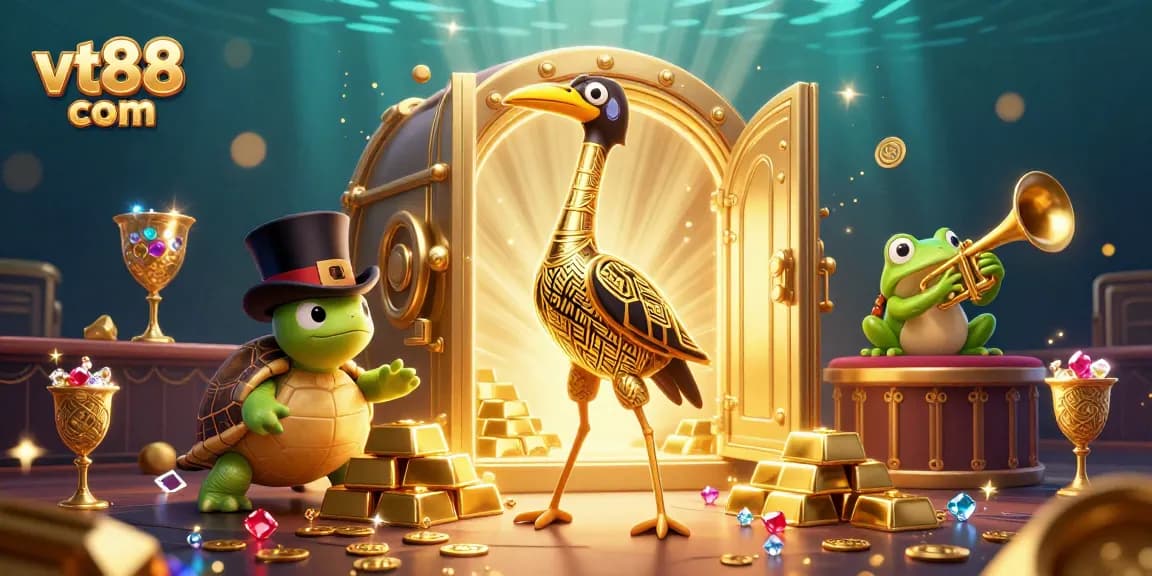 Experience winning adventures at vt88 com with a vibrant casino scene featuring charming characters and treasures.