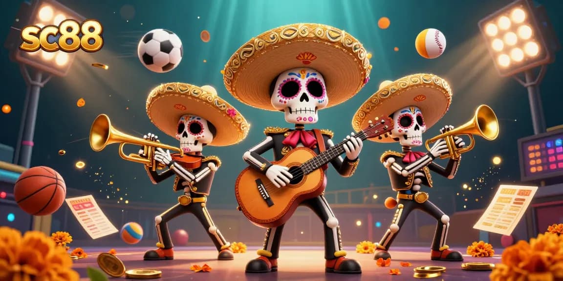 Engage with sc88 sports betting through vibrant 3D mariachi band, capturing the excitement of wins.