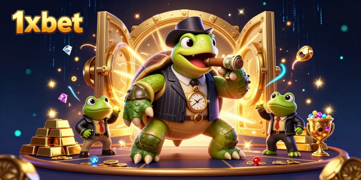 Experience thrilling gameplay with 1x bet in a vibrant casino scene featuring dynamic characters.