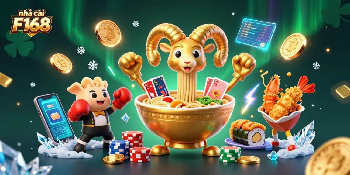 Engage in thrilling moments at nhà cái F168 with a vibrant 3D casino graphic showcasing dynamic game elements and characters.