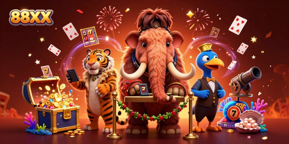 Experience the thrill of 88XX with an exciting illustration of a vibrant casino scene.