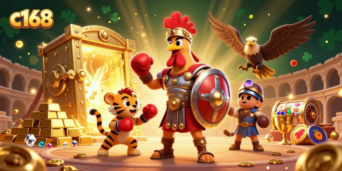 c168 offers thrilling gameplay with a dynamic 3D casino scene showcasing an exciting treasure vault and rich game elements.