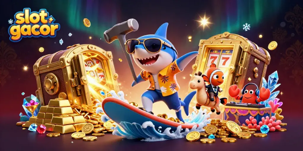 Experience thrilling slot gacor action with dynamic 3D characters amidst glittering treasures