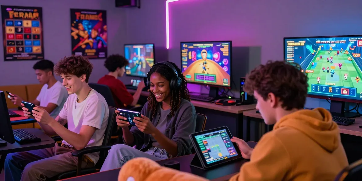 Engaged players enjoying Tiranga Games in a vibrant digital gaming lounge.