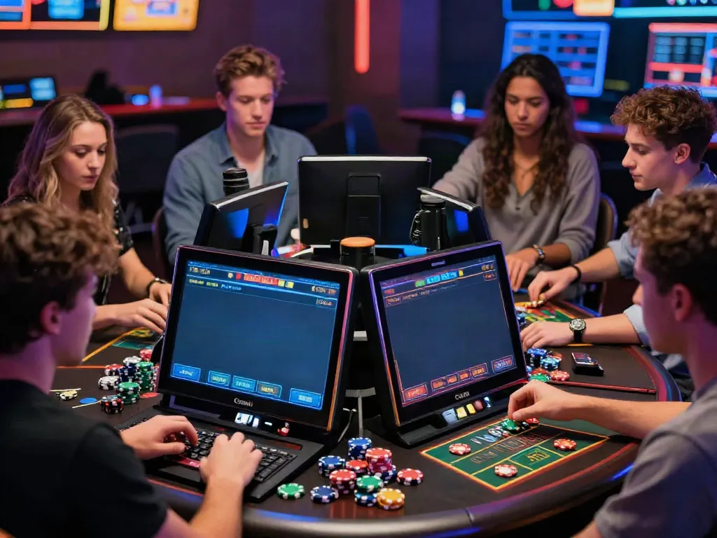 Players engaged with akunjp slot games in a vibrant online casino environment.