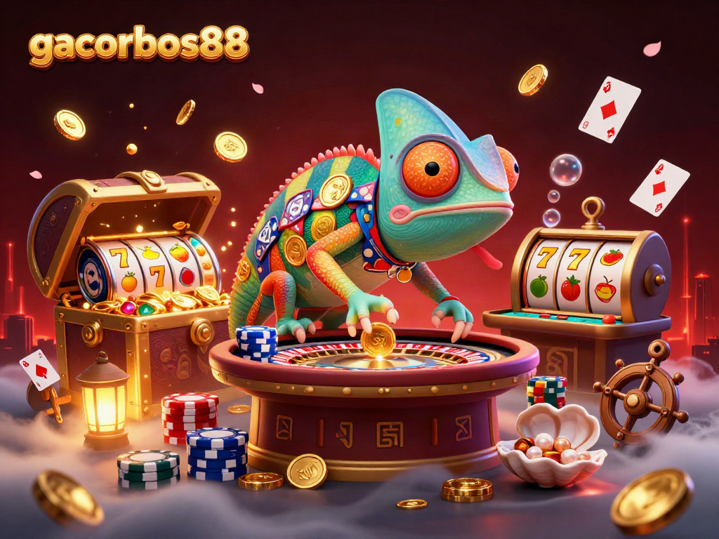 Join the action at gacorbos88 with vibrant slots and exciting casino games featured in a lively scene.
