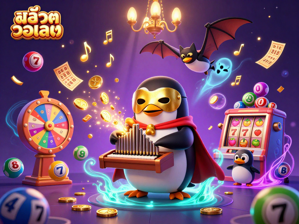Experience exciting สล็อตวอเลท moments with lively characters and colorful games in a vibrant casino scene.
