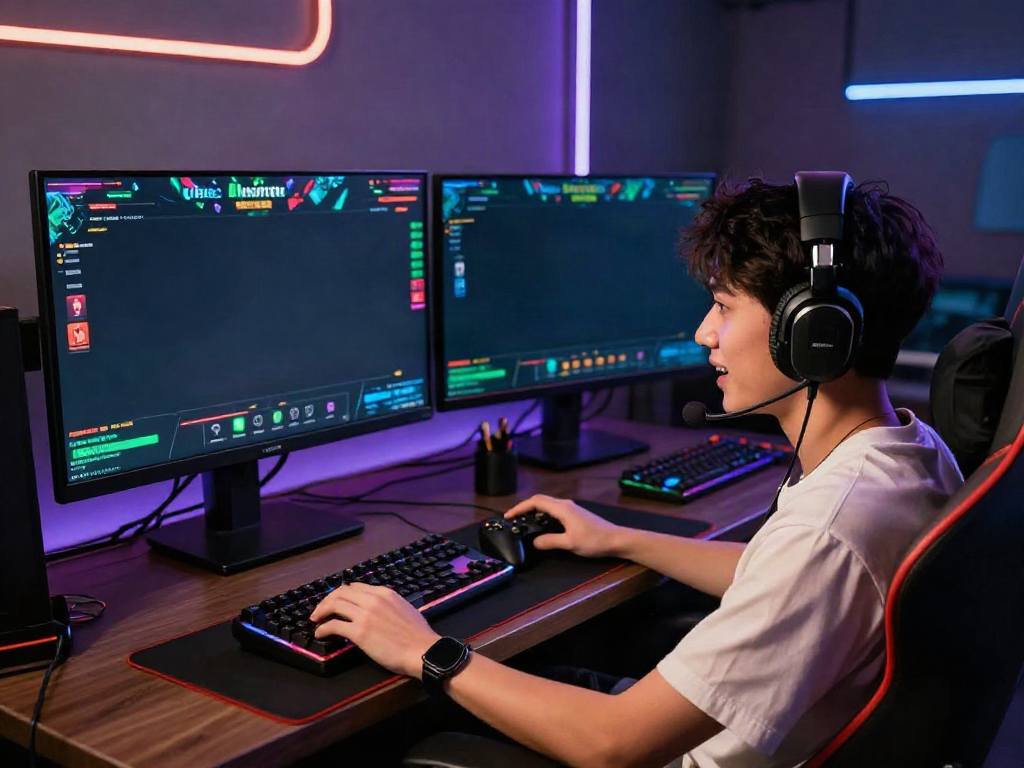 User enjoying an engaging Unsurtoto online betting experience in a vibrant gaming setup.