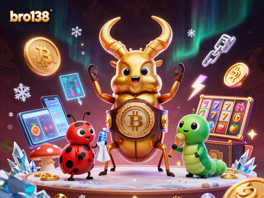 Experience gaming at bro138 with vibrant slots and dynamic characters in 3D illustration.