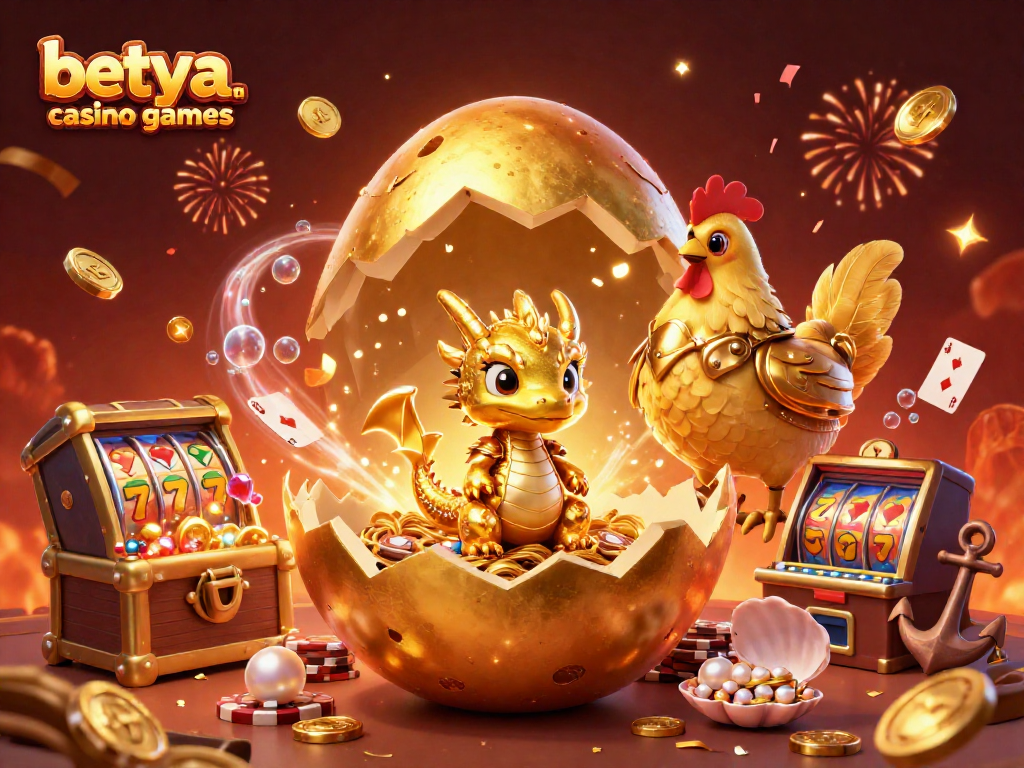 Experience the excitement of betya.com casino games with a golden dragon and vibrant gaming elements.