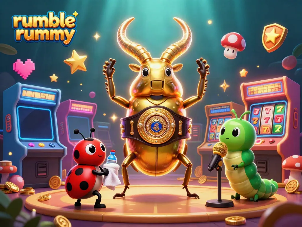 Experience thrilling gameplay with Rumble Rummy, featuring vibrant casino graphics and dynamic characters.