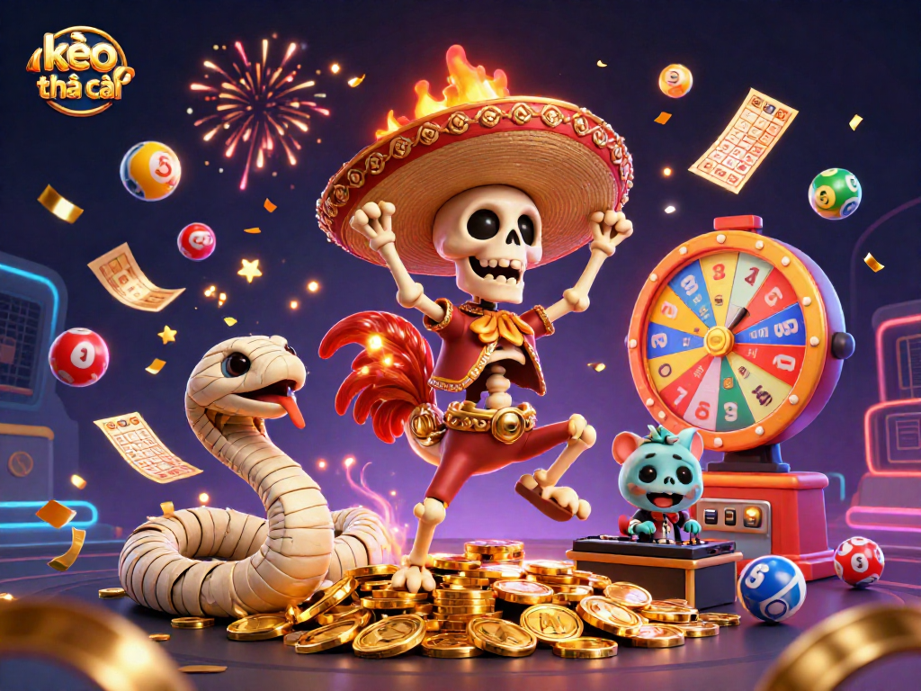 Win big with kèo nhà cái at a vibrant 3D casino party illustration filled with excitement and energy.