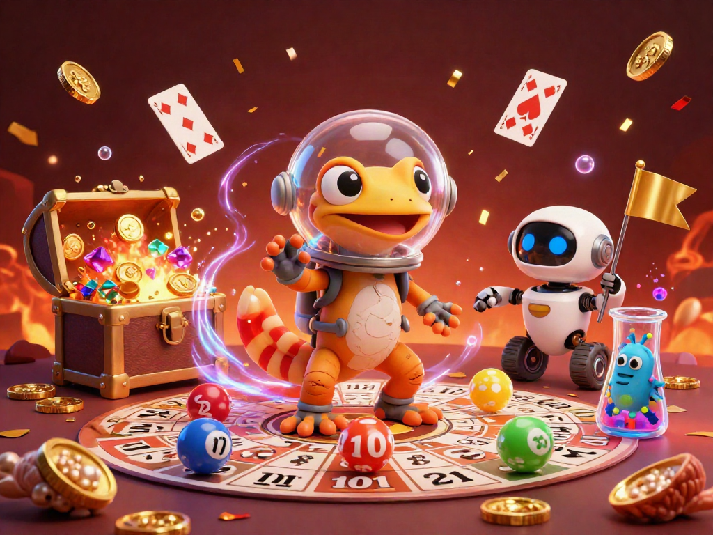 Experience the Bingo 101 game in a vibrant Martian scene with colorful bingo cards and confetti.