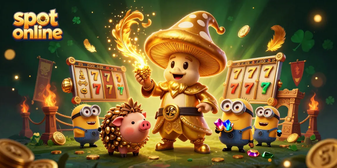Spin the reels in this enchanting slot online illustration with golden magic and treasures.